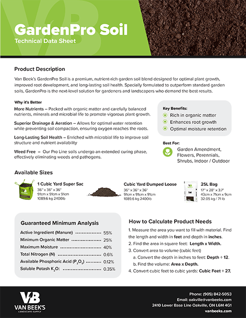 Garden Pro Soil Product Technical Sheet